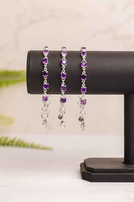 Zilveren amethist armband rond