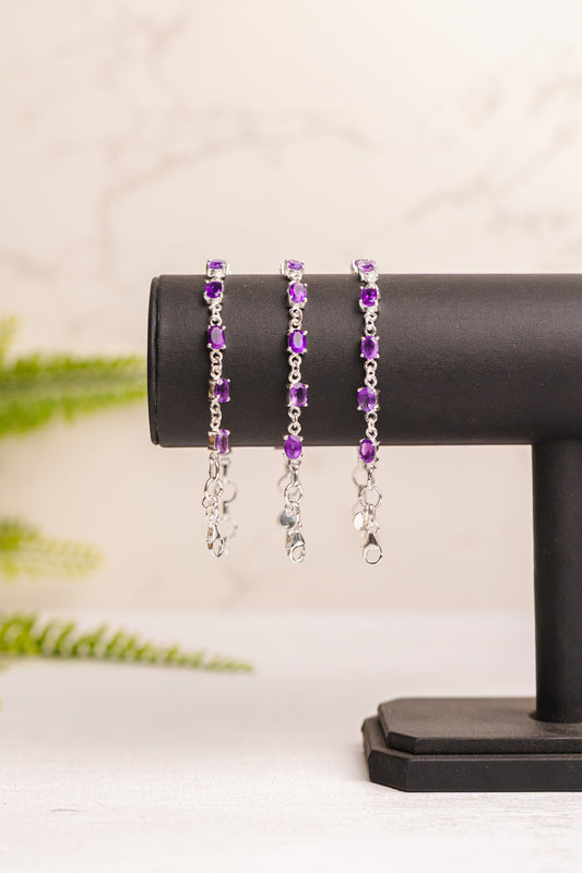 Zilveren amethist armband rond