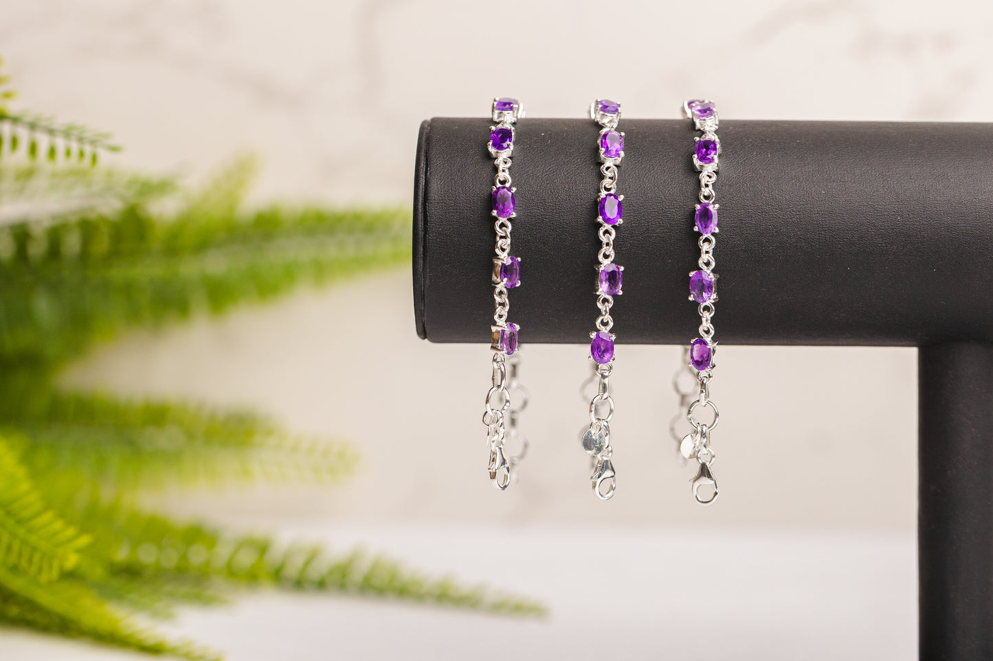 Zilveren amethist armband rond