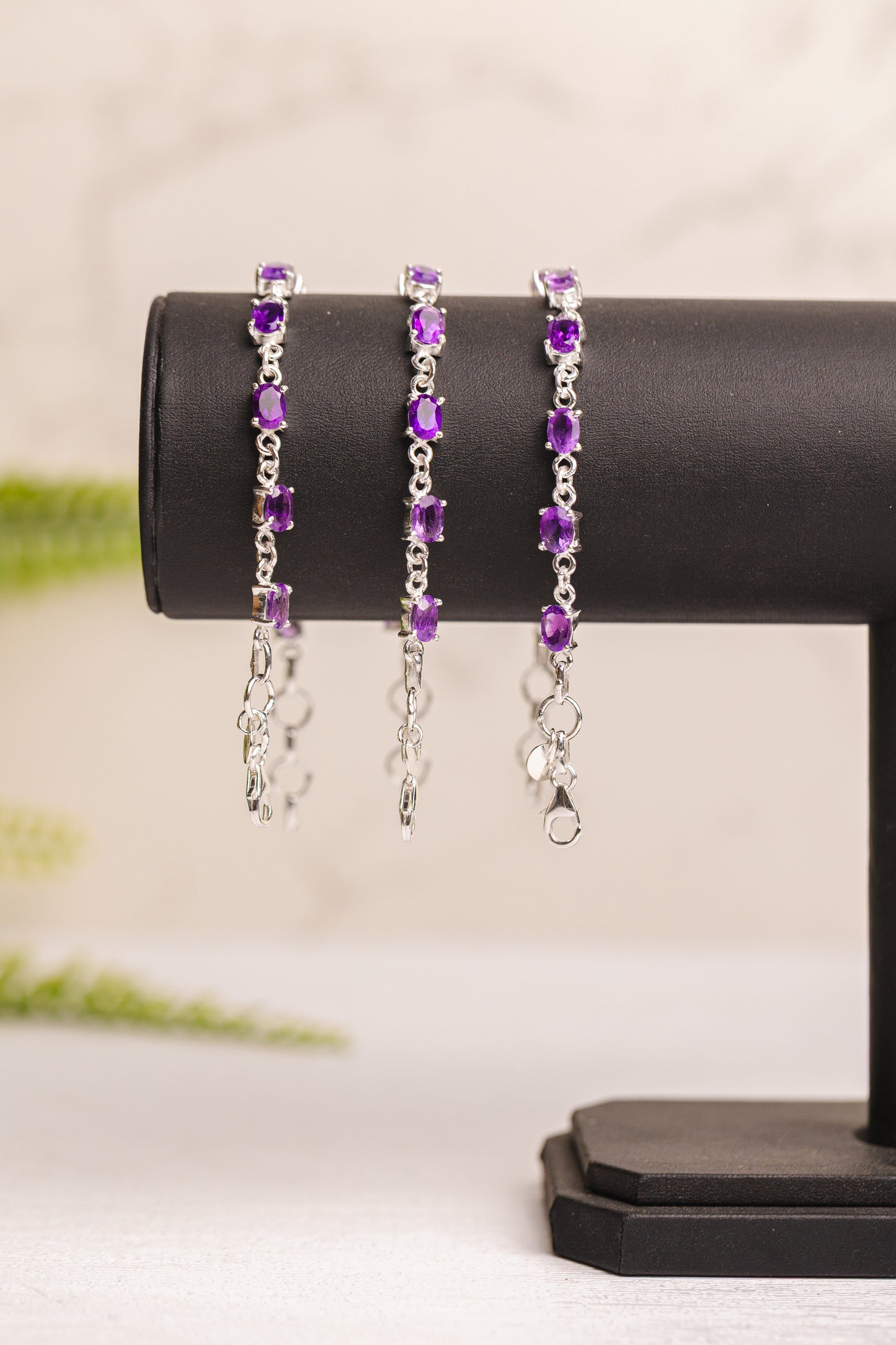 Zilveren amethist armband rond