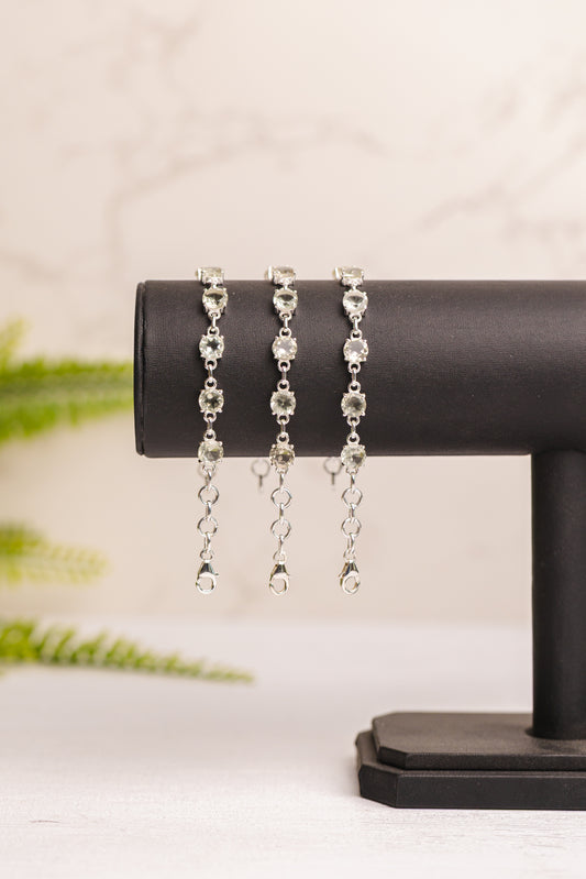 Zilveren groene amethist armband rond