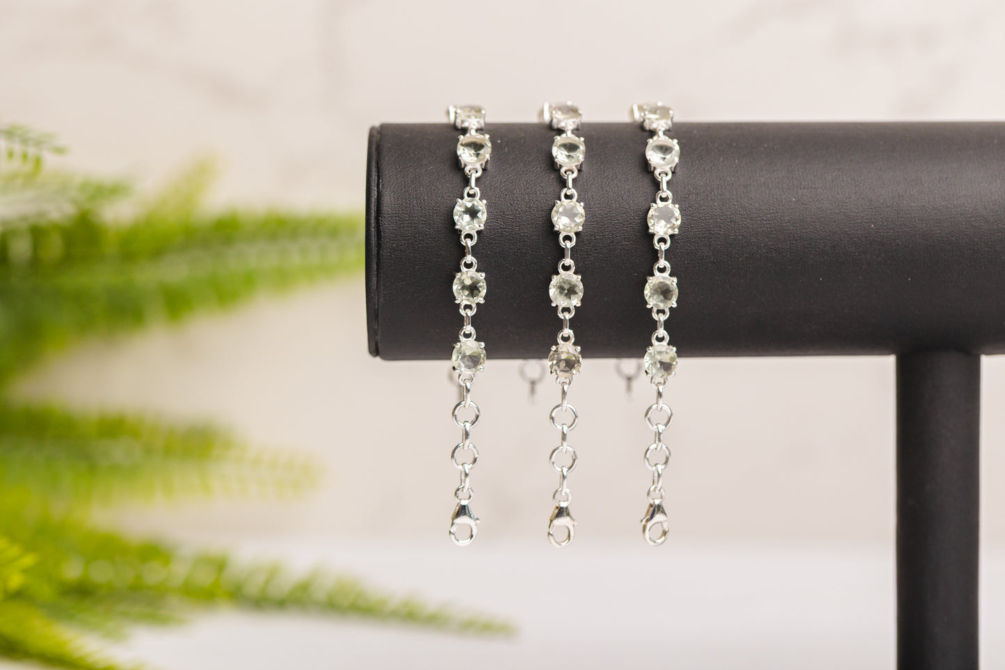 Zilveren groene amethist armband rond