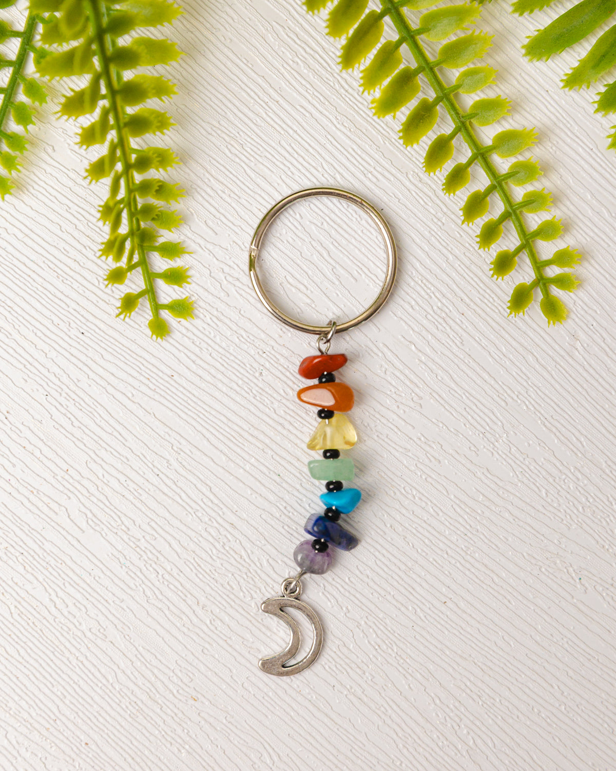 Zilveren chakra sleutelhanger met bedeltje