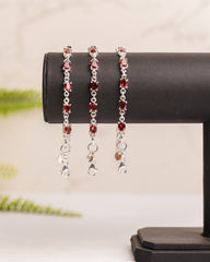 Zilveren granaat armband ovaal