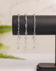 Zilveren labradoriet armband - druppelvorm