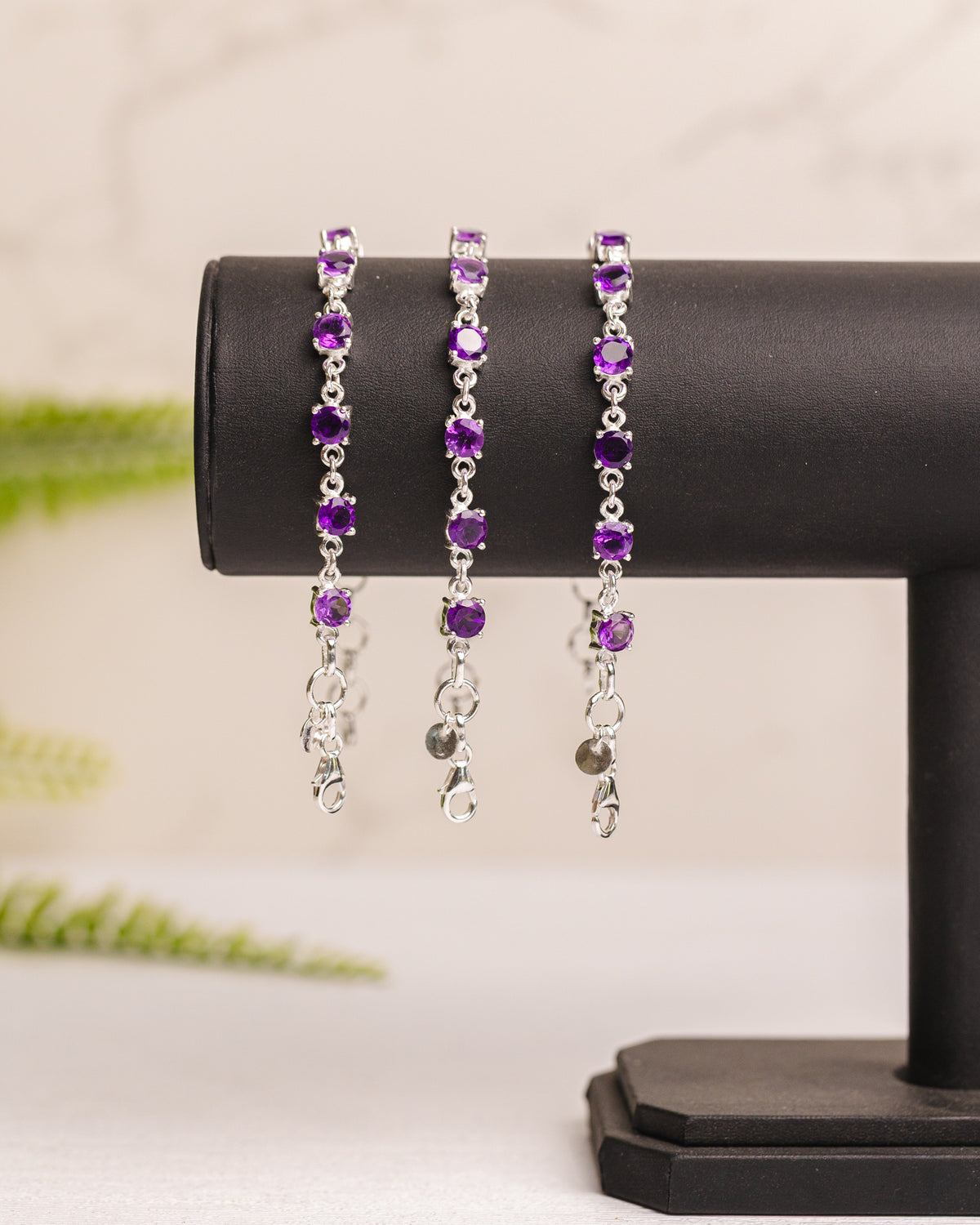 Zilveren amethist armband rond