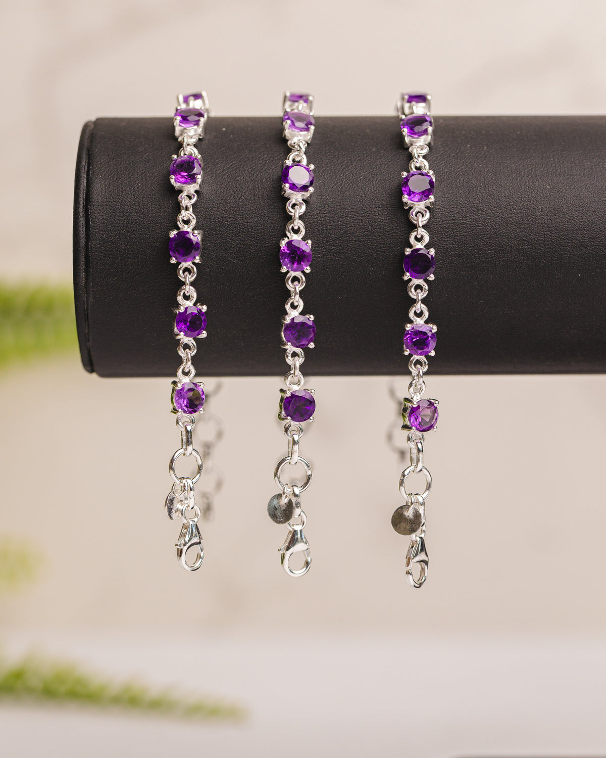 Zilveren Amethist armband rond