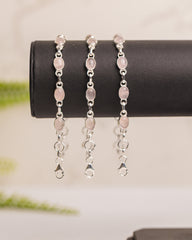 Zilveren rozenkwarts armband ovaal