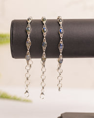 Zilveren labradoriet armband ovaal