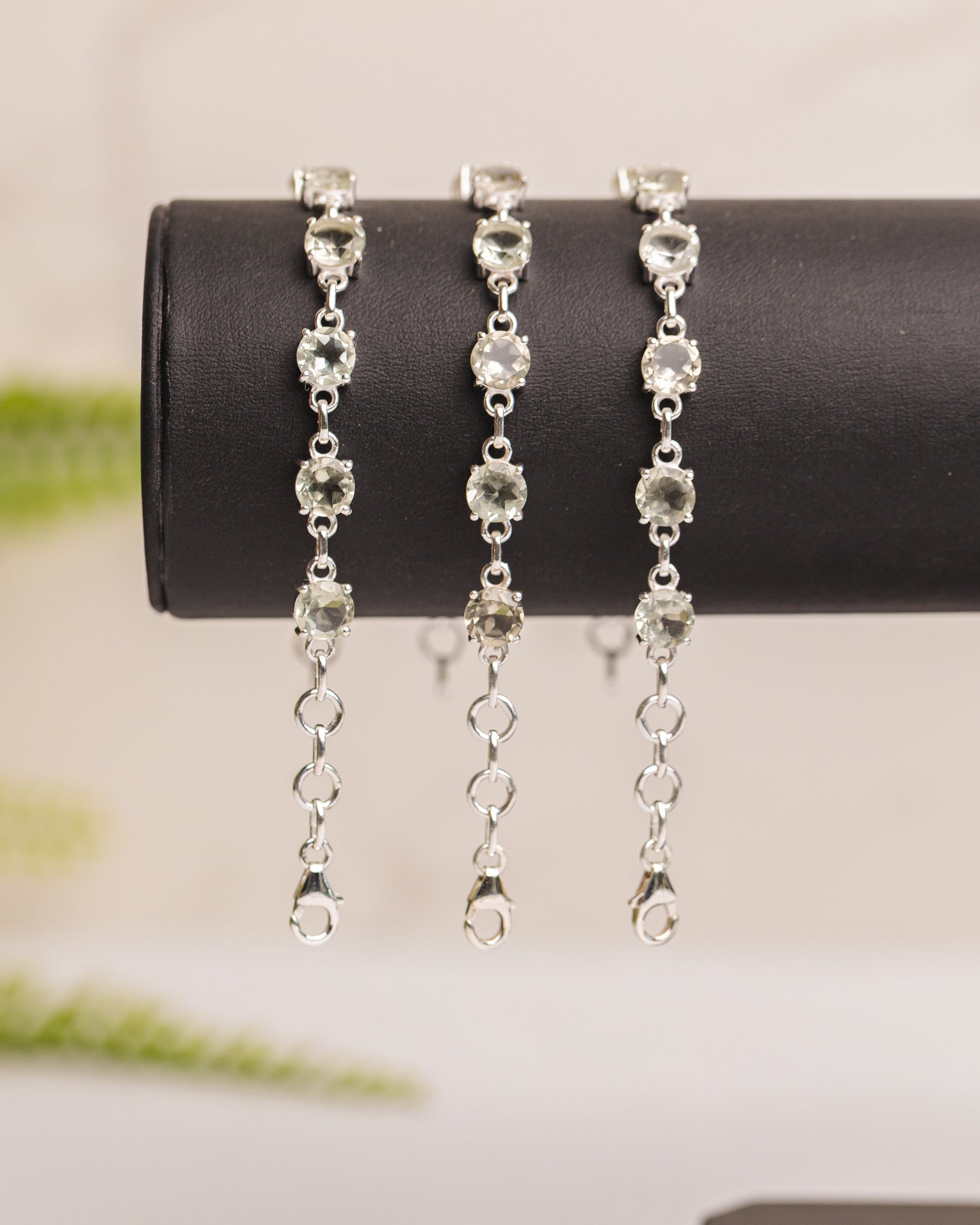 Zilveren groene amethist armband rond