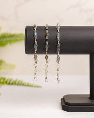 Zilveren labradoriet armband - ovaal