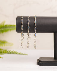 Zilveren labradoriet armband - ovaal