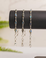 Zilveren labradoriet armband - ovaal