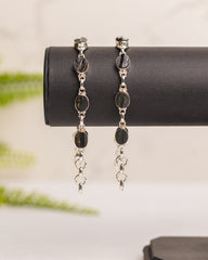 Zilveren zwarte toermalijn armband ruw